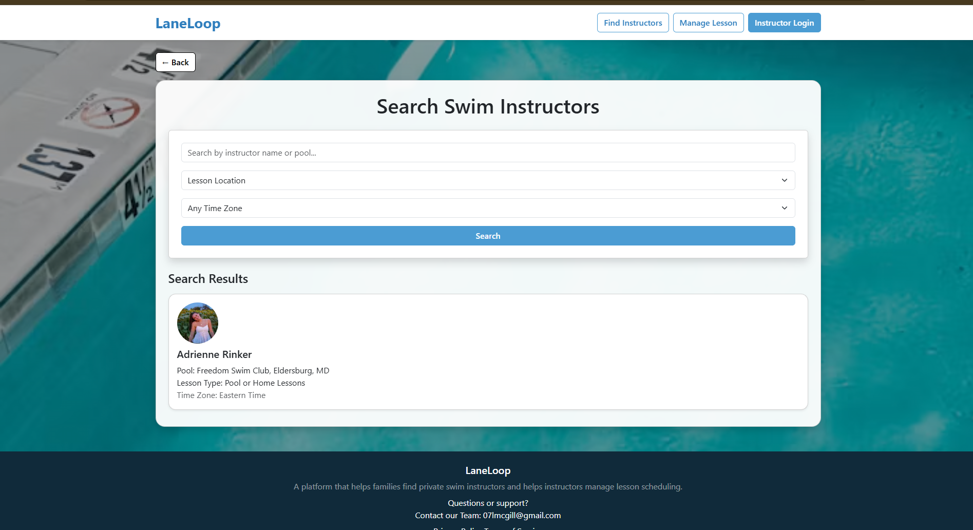 Search instructors screenshot